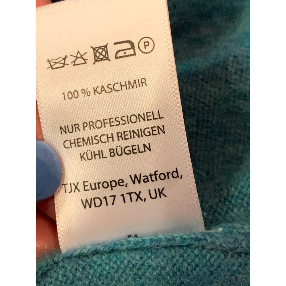 Cynthia Rowley Womens 100% 2 Ply Cashmere V-neck Sweater Sz S Blue Pullover Read - Picture 6 of 7